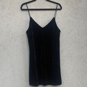 Kenzie. Black crushed velvet slip dress